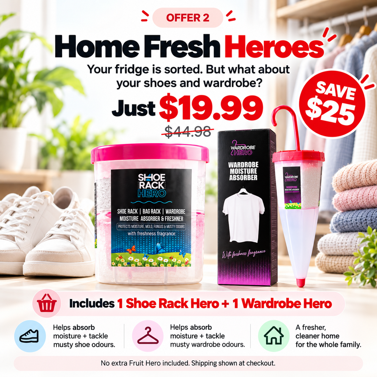 Home Fresh Heroes - Shoe Rack + Wardrobe Hero for $19.99